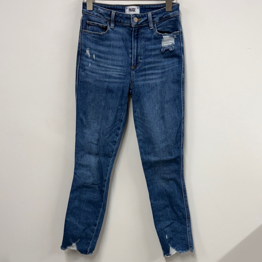 PAIGE Hoxton ankle skinny Distressed Blue Jeans 27